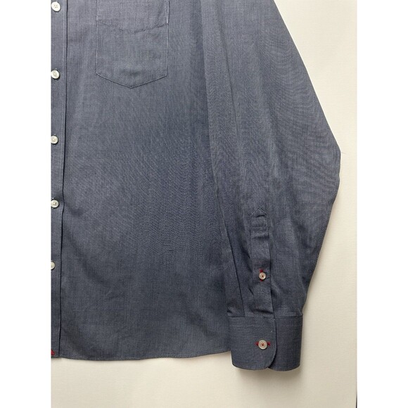 UNTUCKit Shirt Mens 2XL Blue Wrinkle Free Relaxed Fit Pio Cesare Button Down EUC - Picture 6 of 13